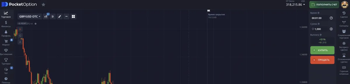 Начало торговли на демо