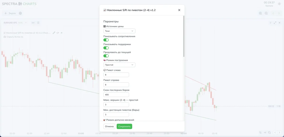 Settings screen and presets