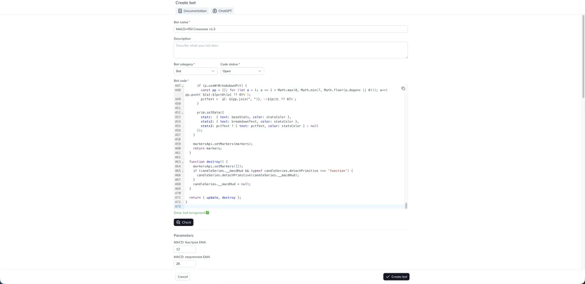 Checking code and launching the bot